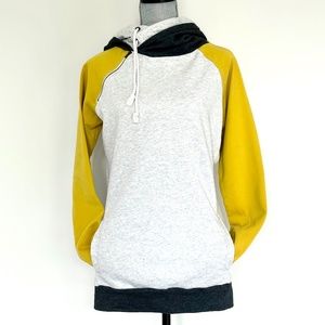 & Ampersand Double hooded sweatshirt yellow and gray size medium